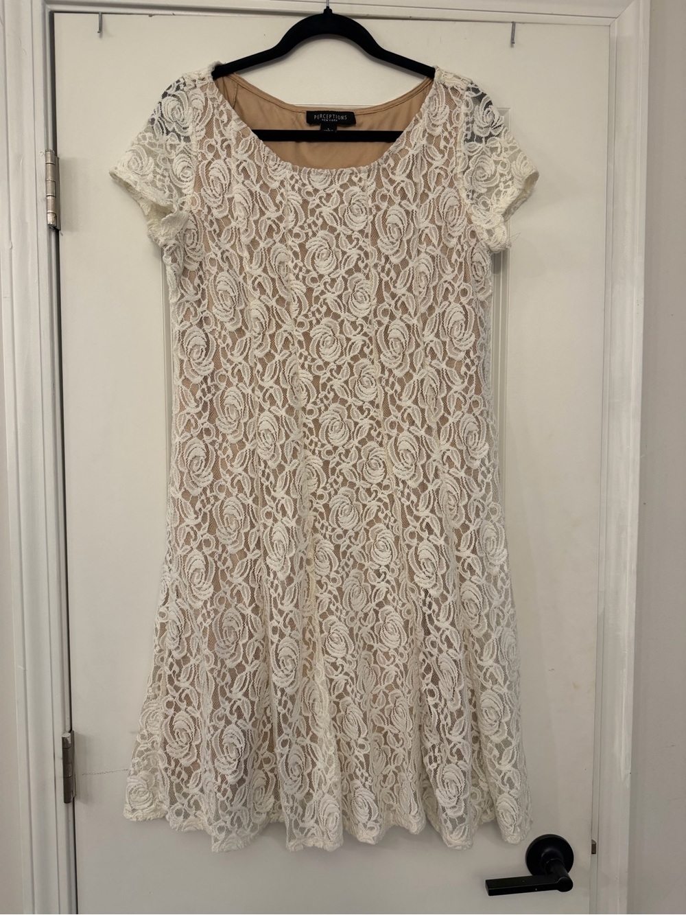 Perceptions Ivory Lace Dress with Nude Lining
